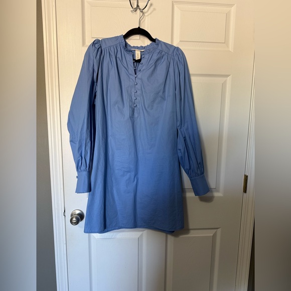 H&M Blue Long Sleeve Midi Dress- M - Picture 2 of 6